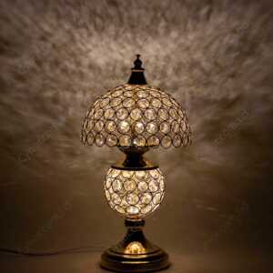 Golden Color Full Metal Body Crystal Stone Design Double LED Light Table Lamp