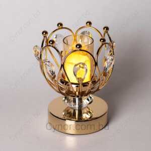 Golden Color Metal Body with Glass Candle Holder