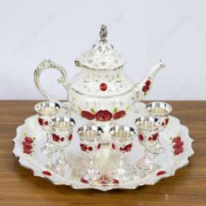 Red Color Design 6 Cup 1 Jug 1 Plate Set