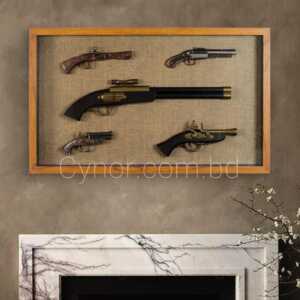 Wooden & Glass Frame Antique Decorative Replica G*ns Wall Frame Decor