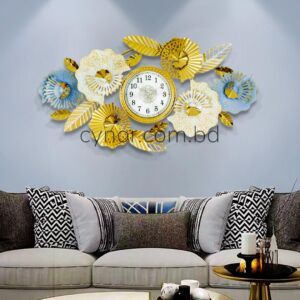 Stainless Steel Metal Body Golden, Blue,  White Color Aquatic Design Wall Clock