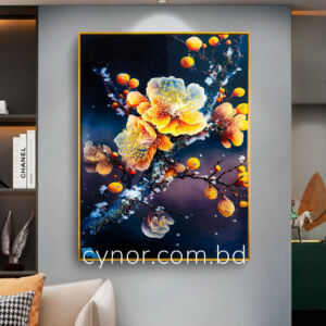 Metal Aluminium Frame Resin with Stone Design Abstract Flower Wall Frame Decor