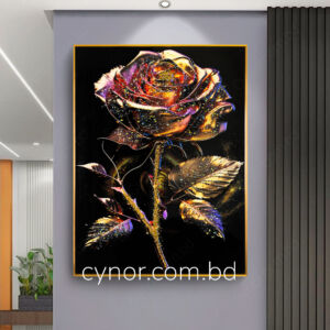 Metal Aluminium Frame Resin with Stone Design Rose Flower Wall Frame Decor