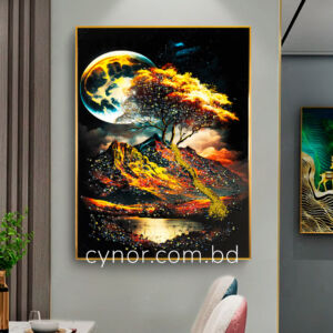 Metal Aluminium Frame Resin with Stone Design Abstract Nature Scenery Wall Frame Decor