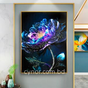 Metal Aluminium Frame Resin with Stone Design Abstract Flower Wall Frame Decor