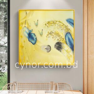 Metal Aluminium Frame Resin with Stone Design Abstract Butterfly Feather Wall Frame Decor