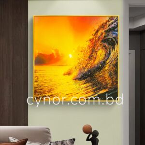 Metal Aluminium Frame Resin with Stone Design Ocean Wave Wall Frame Decor